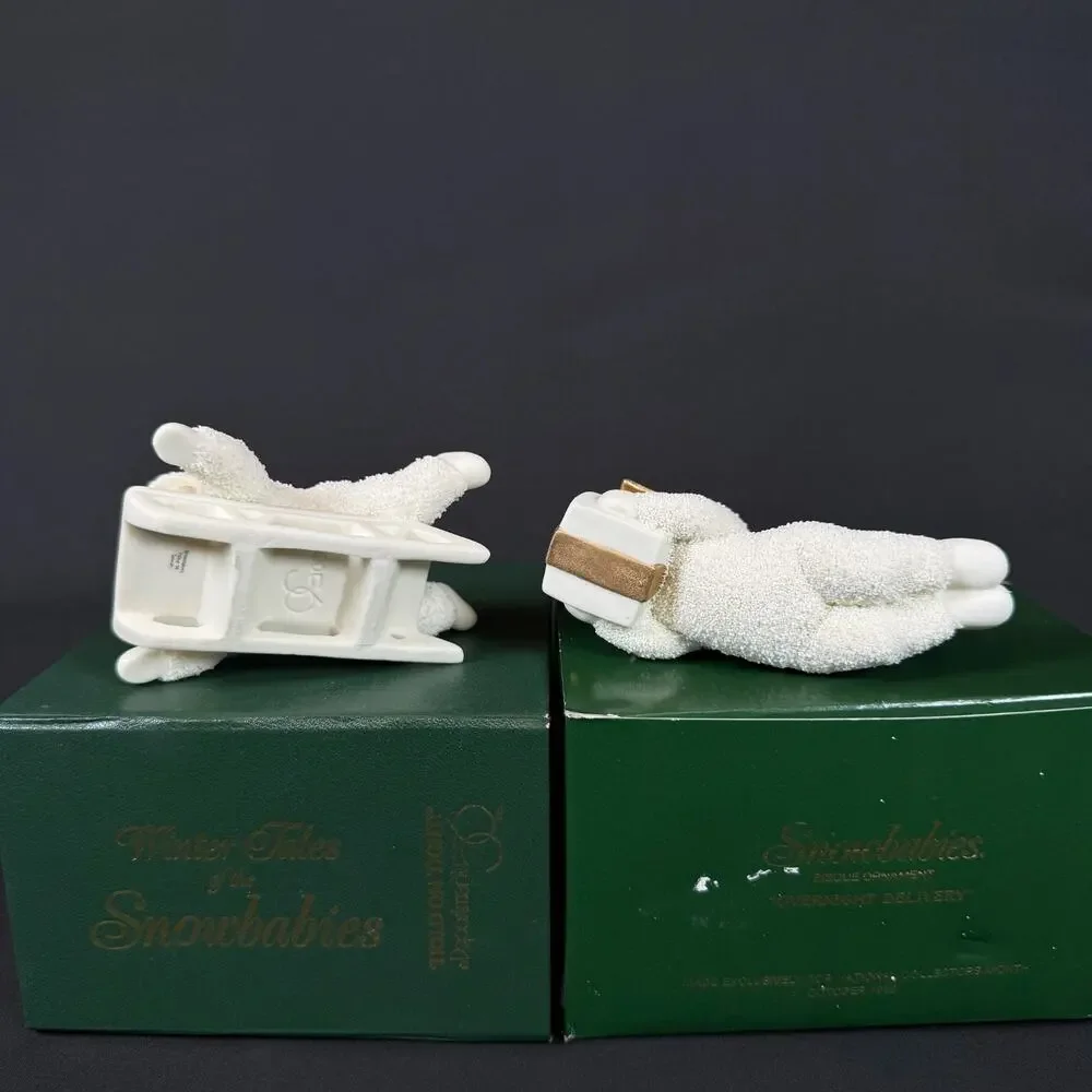 Lot of 2 Department 56 Snowbabies Figurines Sled Gift Winter Tales 759-5 79561